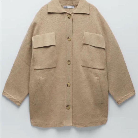 Zara knit oversized wool blend coat blogger - Picture 3 of 16